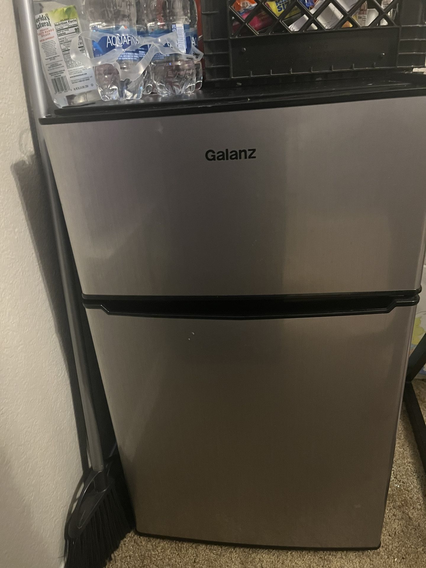 Galanz Two Door Mini Fridge with Freezer, 