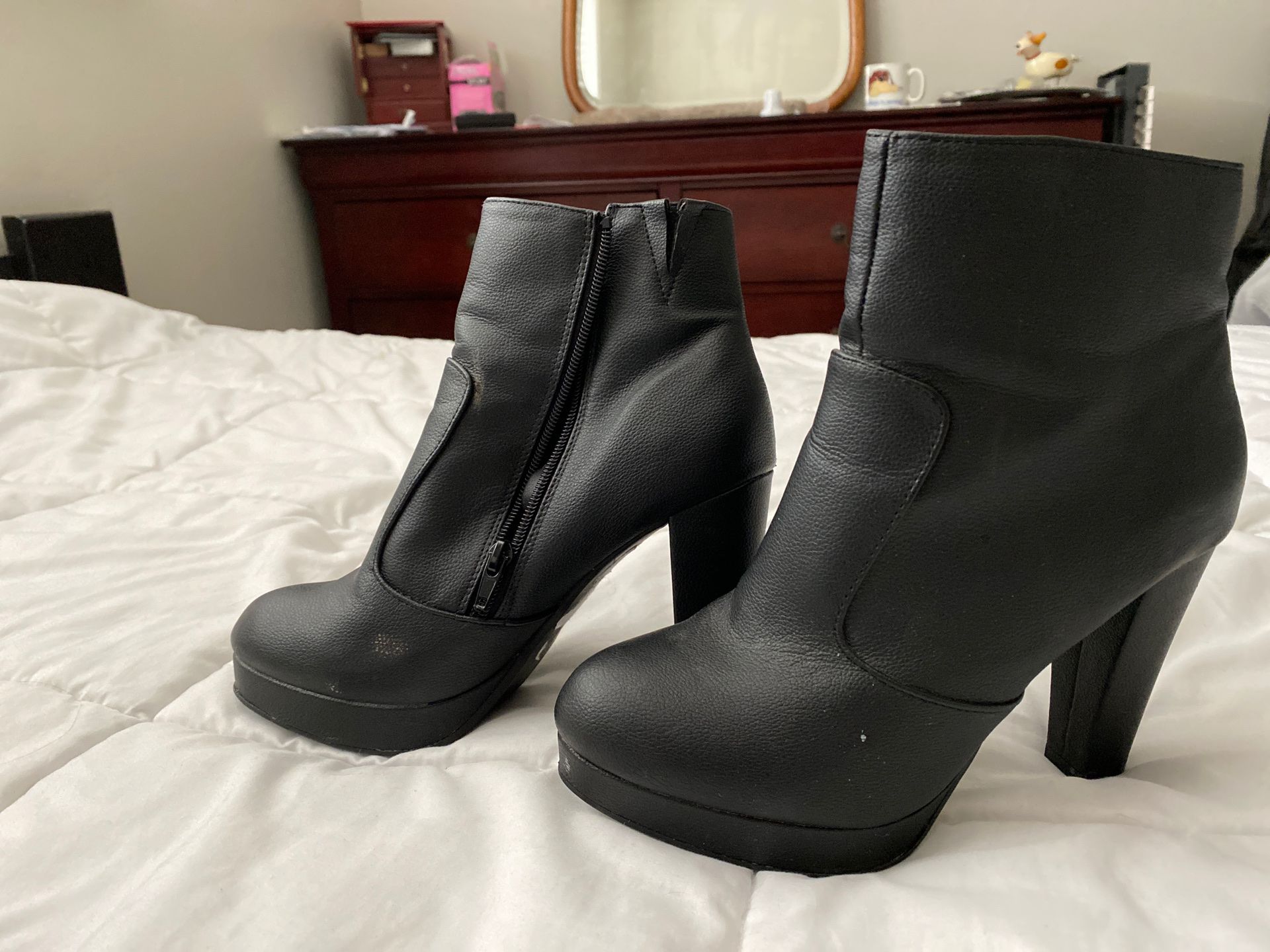 Black ankle boot heels