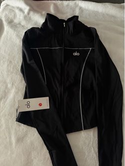 Alo Yoga Black Full-Zip Track Jacket