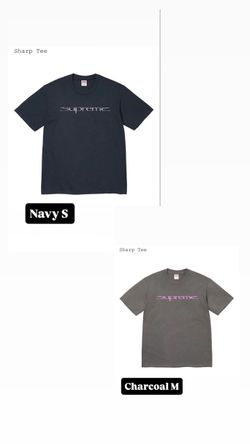 Supreme FW26’ week 8 Sharp Tee Charcoal M, Navy S