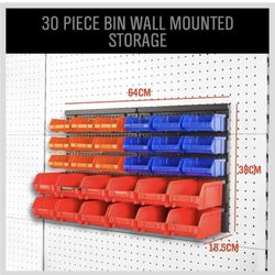 SEDY 30-Bin Wall-Mounted Storage Rack System - Heavy-Duty Garage Tool Organizer for Screws, Nuts, Bolts, Nails, Beads, and Small Hardware Parts - Easy