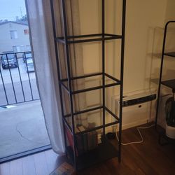 Ikea Glass Tall Bookcase Shelves Display