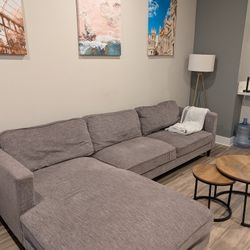 Modern Gray Sectional Sofa w/ Left-Facing Chaise - Excellent Condition