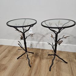 Antique Bronze Bird And Branches Side Table, Like New