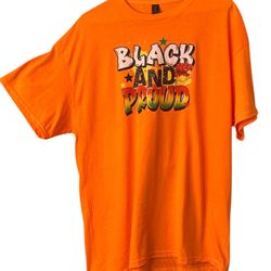 Gildan Heavy Cotton Short Sleeve T-Shirt Men’s Size XL Orange “Black And Proud” NWT