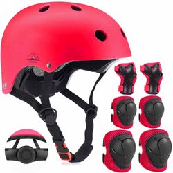 Adjustable Kids Helmet with Knee Pad, Elbow Pads & Wrist Guards - Toddler Bike Helmets for Ages 3-5, 5-8, 8-14 Years - Perfect for Skating, Biking, Cy