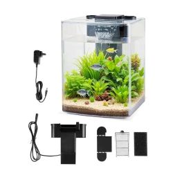 VEVOR Fish Tank Aquarium, 2 Gallon Arch Ultra-Clear GPPS Starter Smart Tank Adjustable 3 Color Lighting, Self Cleaning System Fishbowl for Freshwater 