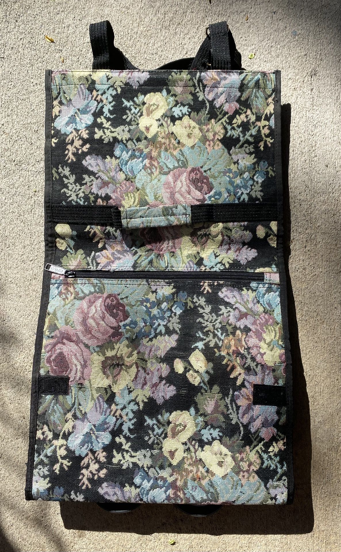 Vintage Fabric Shopping Cart With Wheels