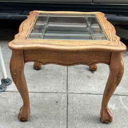 Small Wooden Table With glass top