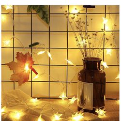 50 LEDs Star Fairy Lights 16.4ft String Battery Operated Twinkle Warm White