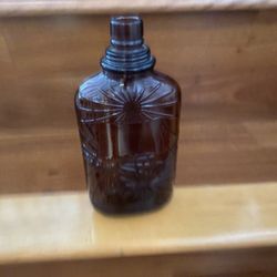 Vintage Amber Flask  With Starburst  Design 