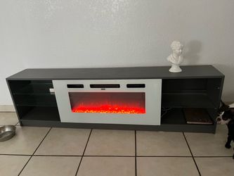 Gray and white Fire Place