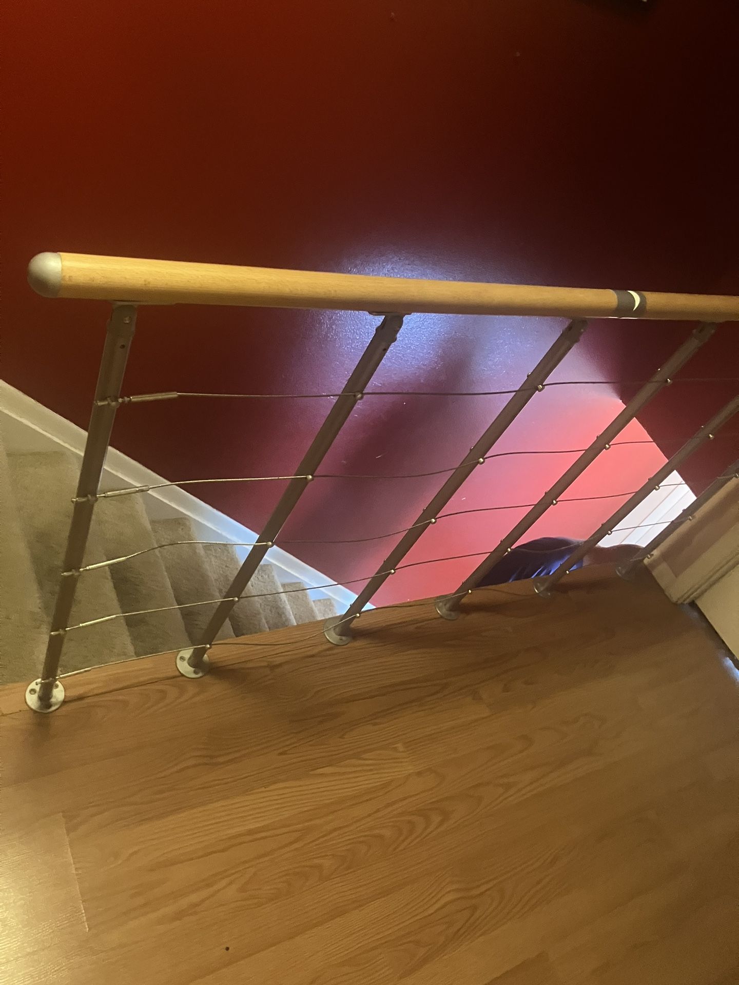 Stair Railing Silver Cable And birch Wood
