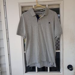 Aeropostale Men’s Gray Collared Short Sleeve Polo Blue Logo on Chest Large