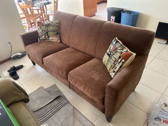 Brown Upholstered 3-Seat Sofa
