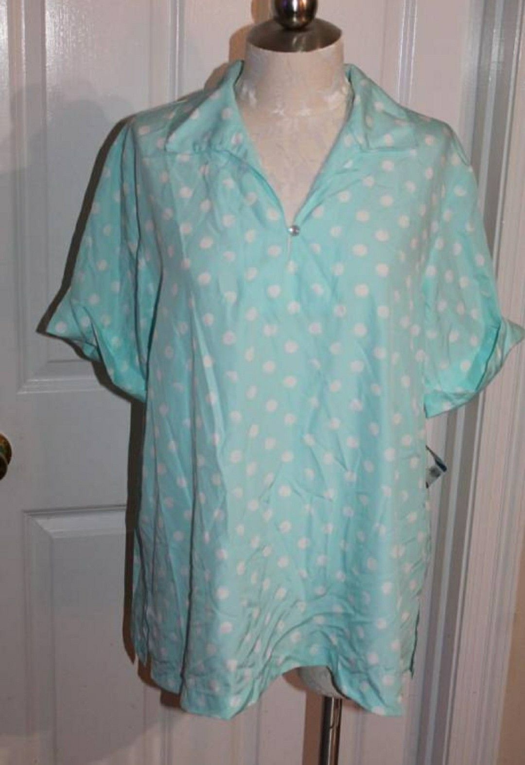 Spa by Charter Club Dissolving Dot Lounge/Pajama Top 100% Polyester Women's XL NWT