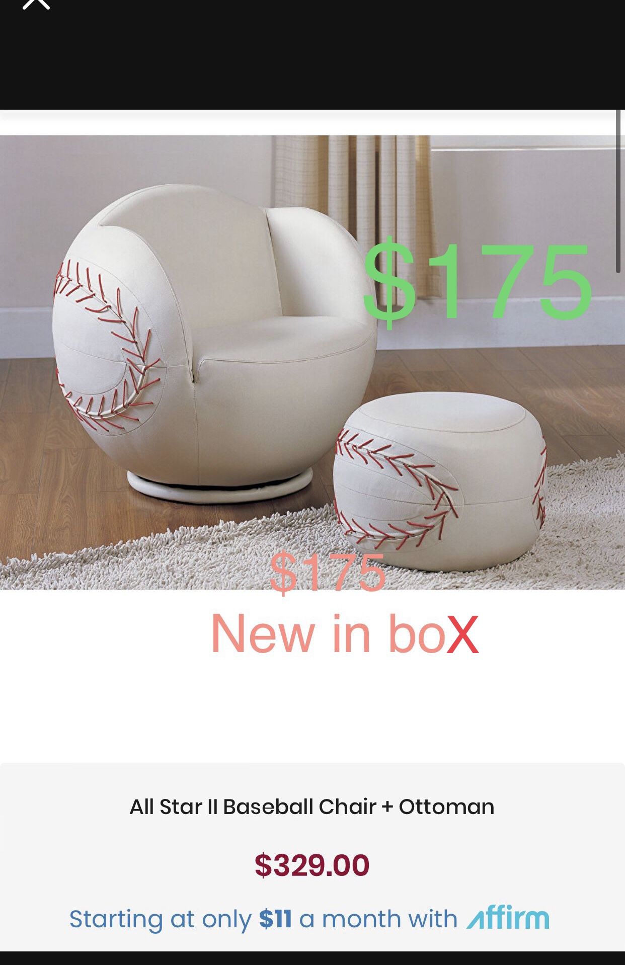 Baseball chair new inbox. $160 for Sale in Phoenix, AZ - OfferUp display picture 1