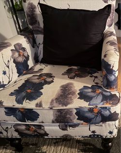 Couch (navy blue) floral Chair (set 2)