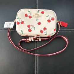 Coach Women’s Crossbody Jamie Camera Bag With Heart Cherry Print (NWT)