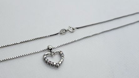 Dazzling Heart Pendant Necklace, 925 Sterling Silver, CZ
