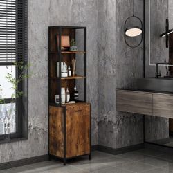 Salon Station for Hair Stylist,Hair Styling Storage Cabinet with Glass Door,Tool Dryer Holders, Salon Beauty Spa Barber Hair Staion,Rustic Brown, NEW 