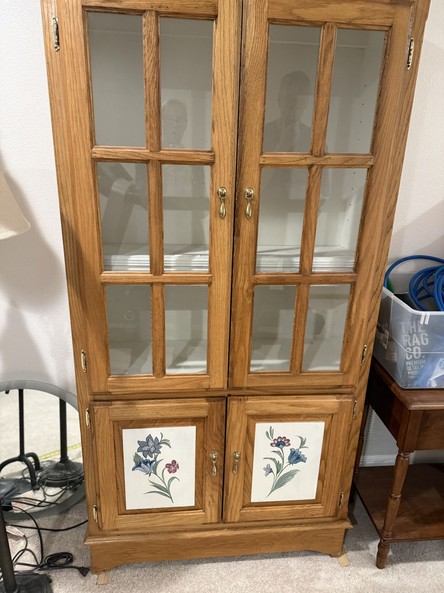 Oak Hutch China Display Cabinent W/storage on the bottom