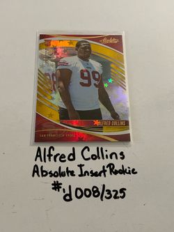 Alfred Collins San Francisco 49ers DT Absolute Short Print Insert Rookie Card. #’d 008/325.