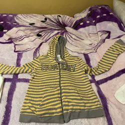 Brand New HURLEY JACKET Size M Grey And Yellow Color %100 Cotton 