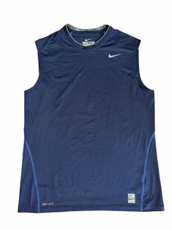 Nike Pro Combat Tank Mens Large Navy Blue Dri-FIT Fitted Sleeveless Shirt