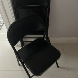 3 Pack Folding Chairs Cushioned Padded Seat Wedding Chairs with Metal Frame Home Office Party Use, Black