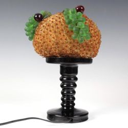 Czech Beaded Art Glass Orange Flower & Grape Fruit Lamp
