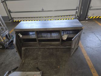 Gray Wood TV Stand with Side Cabinets