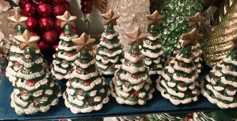 10 Little Ceramic Christmas Trees-9 Inches Tall-$100 Firm,No Holds & No Spam