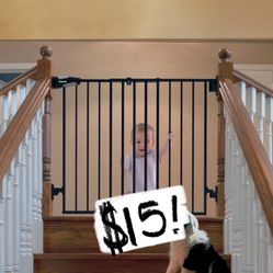 Babelio 26-43" Auto Close Baby/Dog Gate For Stairs, 2-In-1 Easy Swing Doorway And Hallway Pet Gate, With Extra-Wide Walk Thru Door And Threshold-Free 