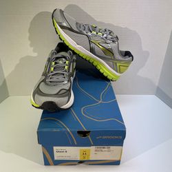 Brooks Ghost 8 110198-1D-029 Metallic Silver Lime Shoes Mens 11 Womens 12.5
