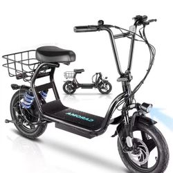 Caroma Folding 20 mph Adults Electric Scooter with Seat, Alloy Steel Black, 65 lbs