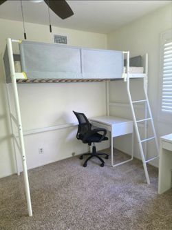 IKEA Loft Bed with Desk + Twin Mattress – Great for Kids or College – $250 OBO