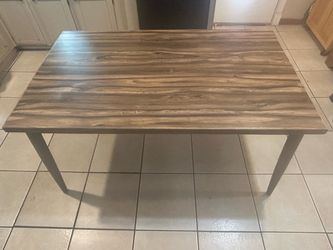 Natural wood walnut color modern style dining table seats up to six