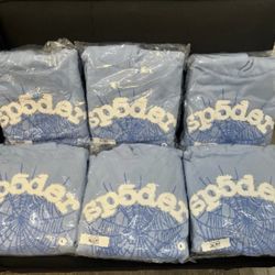 Sky blue Sp5der Hoodies Authentic