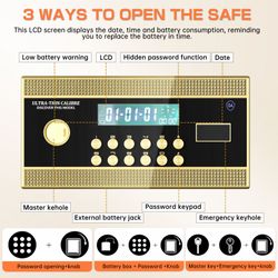 Large Double-door Coin-operated Safe,Digital Security Safe with Fireproof and Waterproof Bag,6.0 Cubic Feet Safe Box with Hidden Code Function for Hom