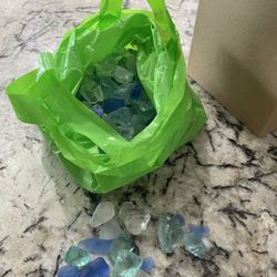 Bag Of Mixed Blue Sea Glass