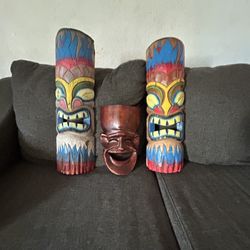 Exotic Tiki Mask Set with Handcrafted Wooden Mask
