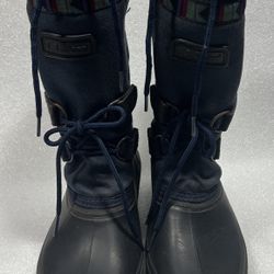 LL Bean Women's Size 8 Blue Rubber Bottom Tall Lined Winter Boots 