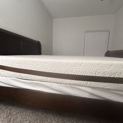 Queen Size Bed Frame with Box Spring & Mattress – excellent Condition