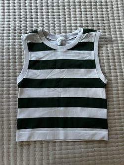 Eye Candy White & Dark Green Striped Top L/XL