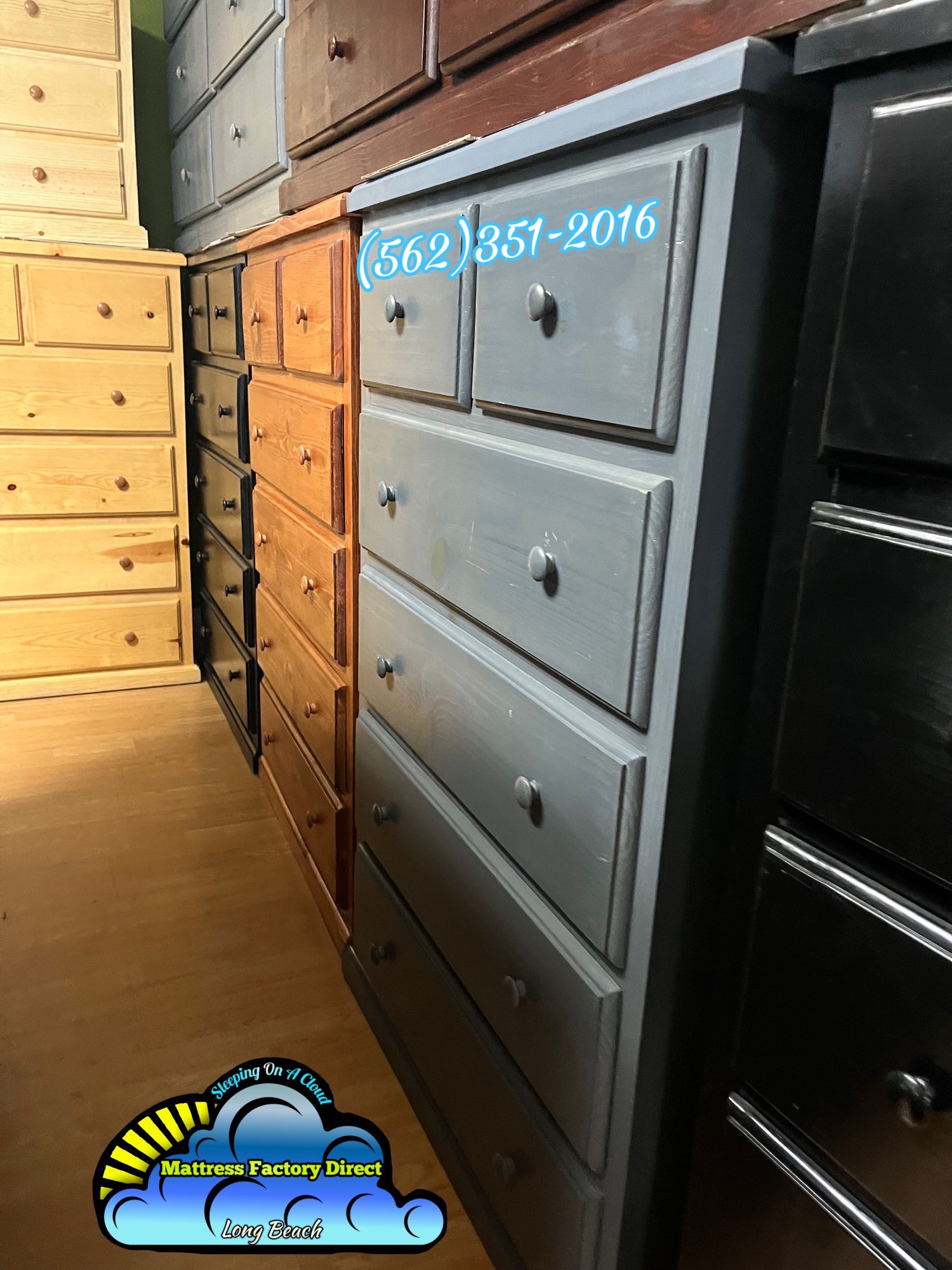 Light Grey Six Drawer Jumbo Tall Dresser