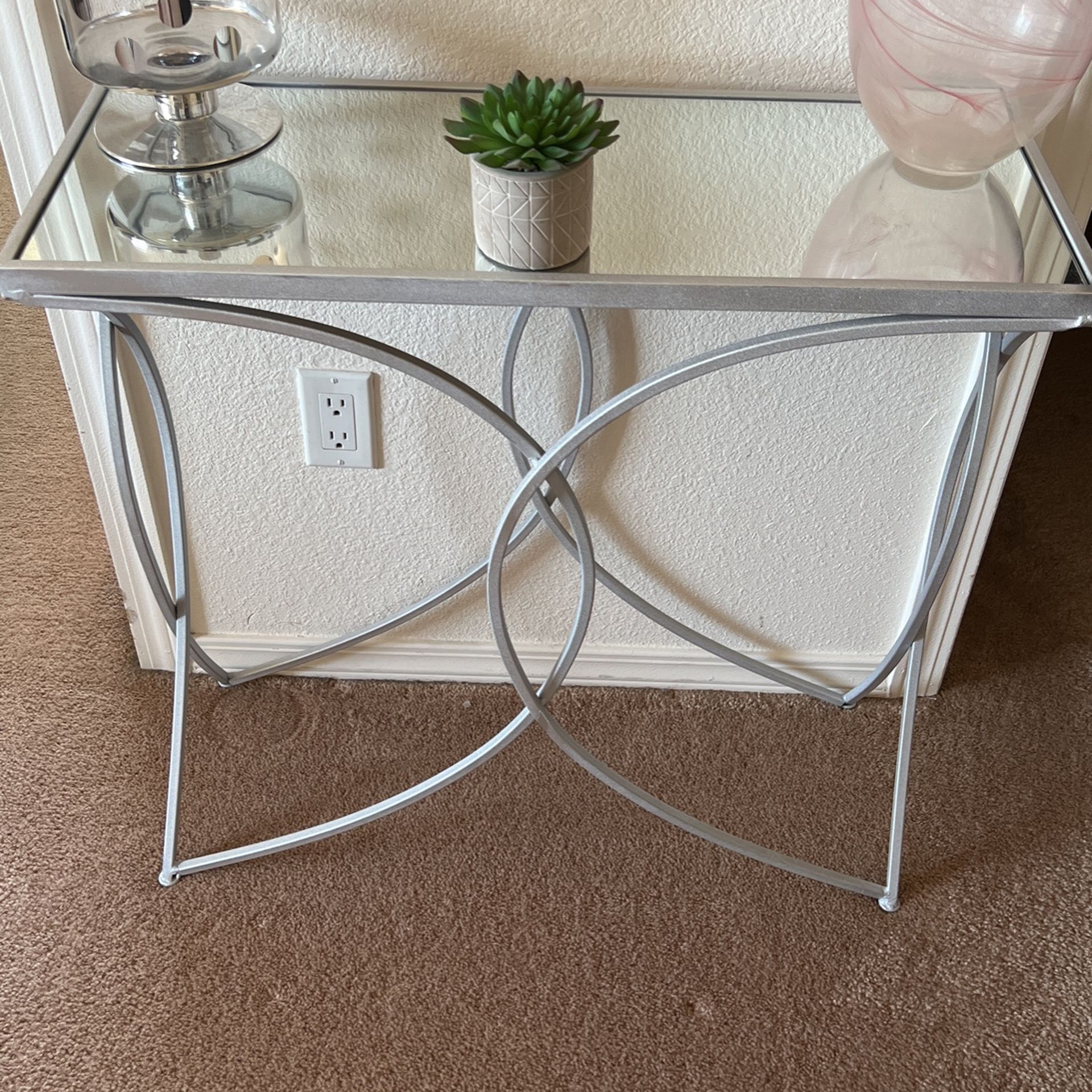 Silver Mirrored Console Table