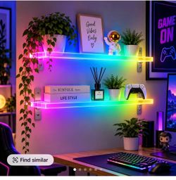 RGBIC Lighted Acrylic Wall Shelf - App Control, Music Sync LED Home Accessory, House Decor for Bedroom, Aesthetic Room Decor Room Gadget for Holiday A