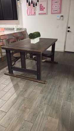 World Market Solid Wood Cafeteria Dining Table + 4 Chairs
