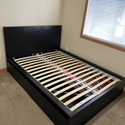 Full size bed frame with drawers